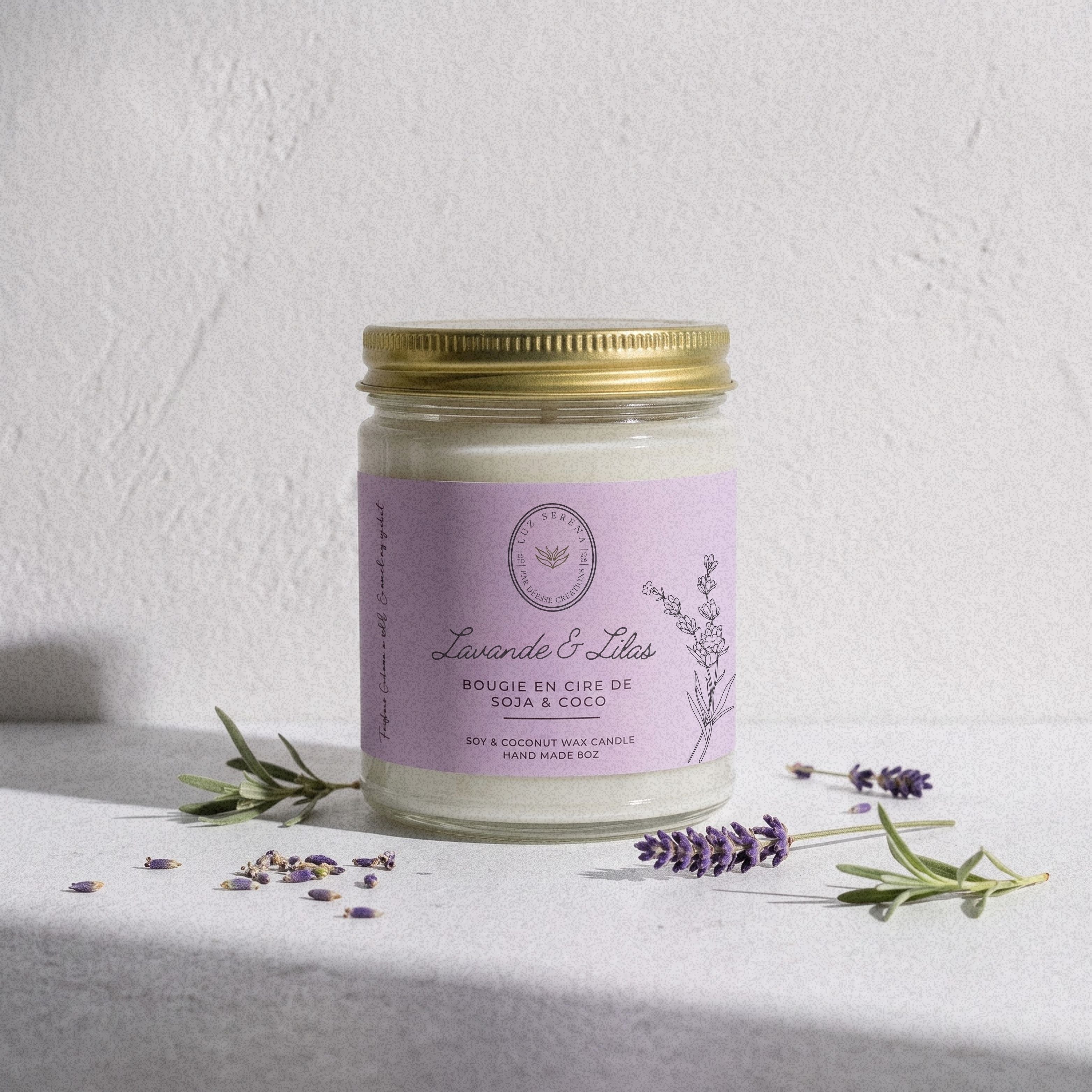 BOUGIE LAVANDE & LILAS - Déesse Créations Artisanales