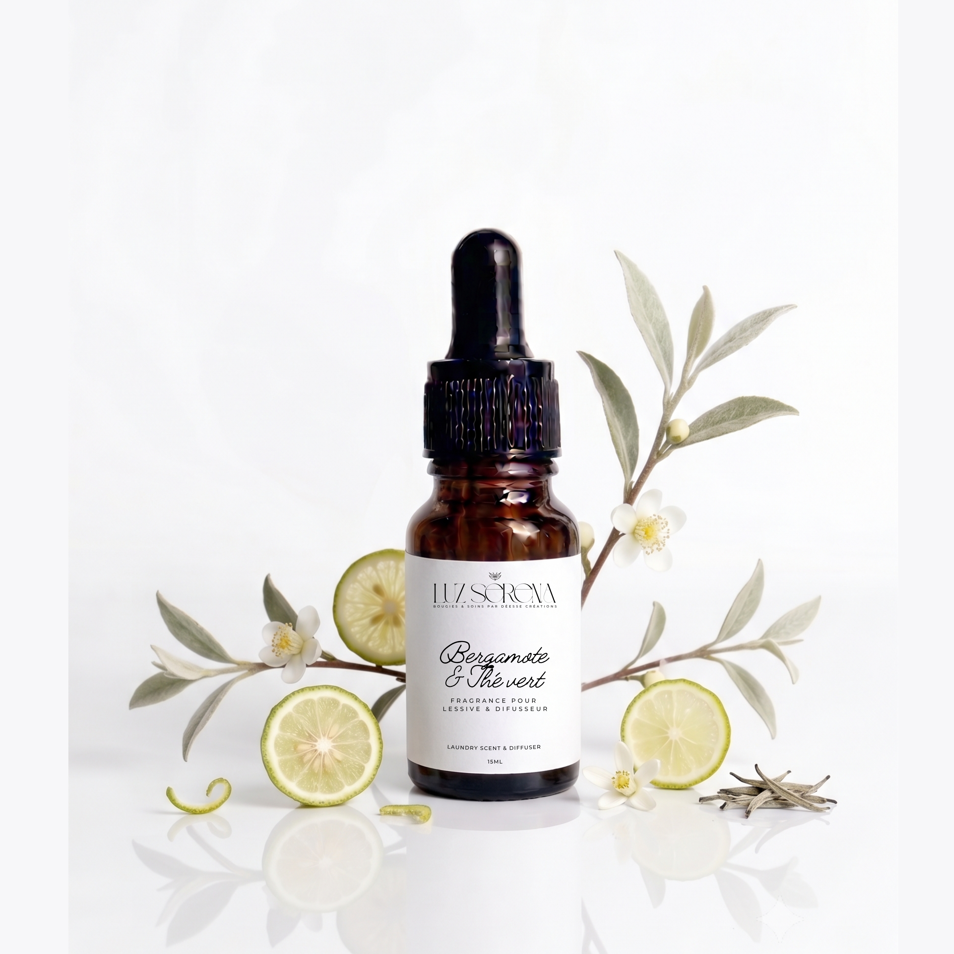 HUILE PARFUMÉE POUR DIFFUSEUR BERGAMOTE & THÉ BLANC - Déesse Créations Artisanales