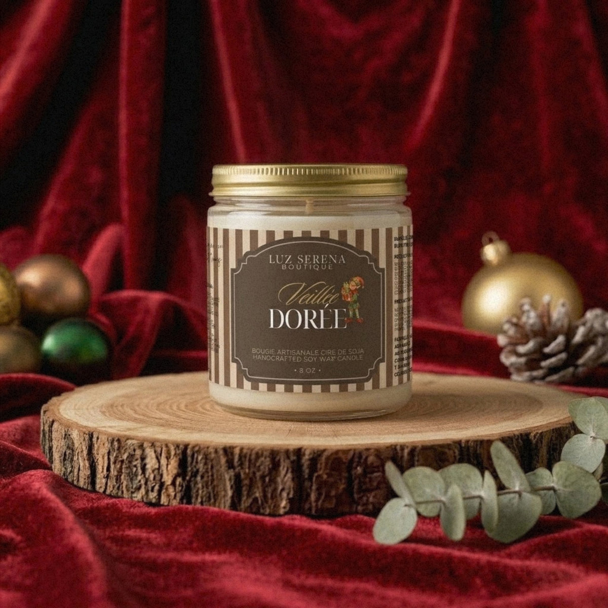 BOUGIE DE FÊTES VEILLÉE DORÉE